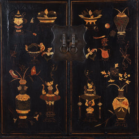Black Lacquer Wedding Cabinet From Shanxi - 19th Century