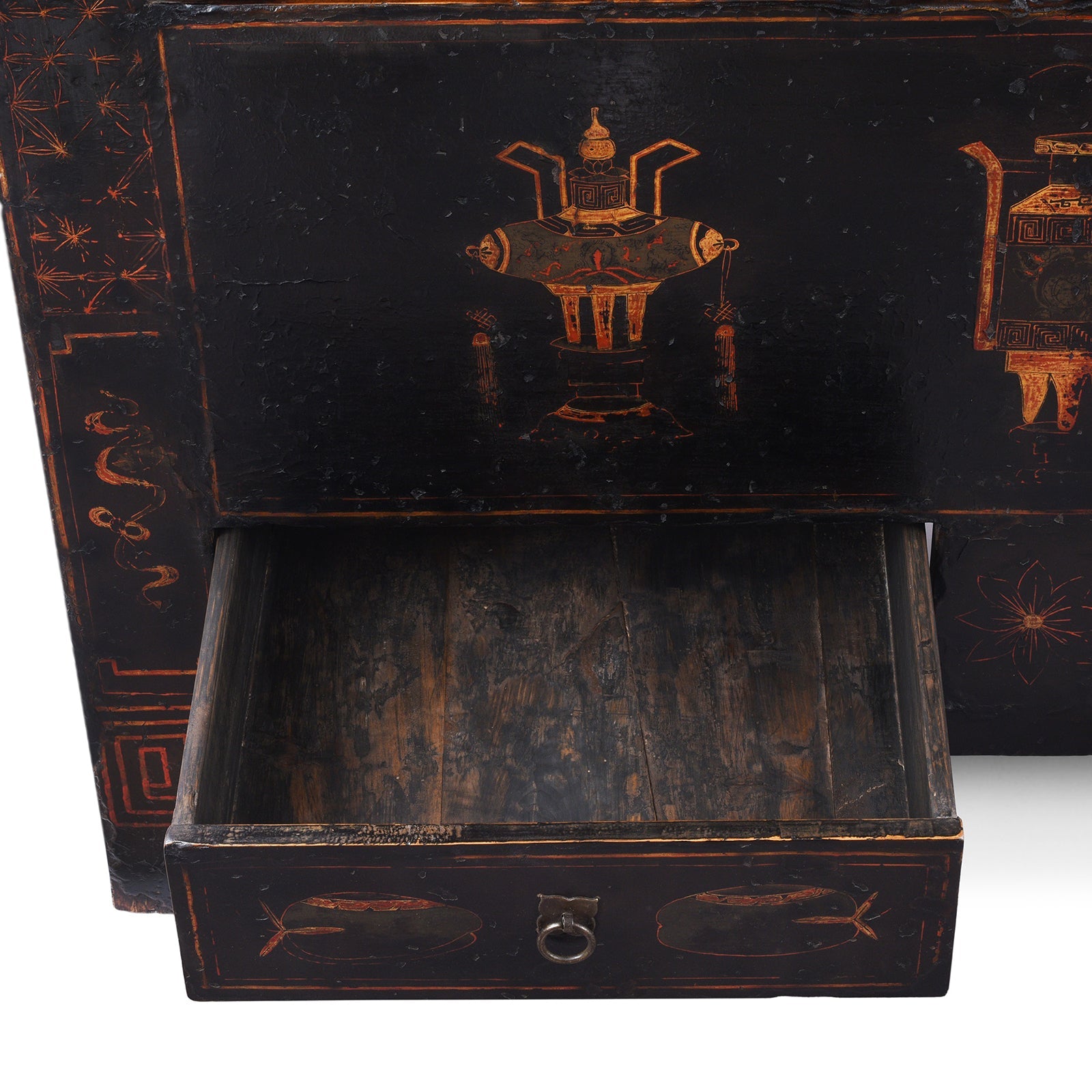 Black Lacquer Wedding Cabinet From Shanxi - 19th Century