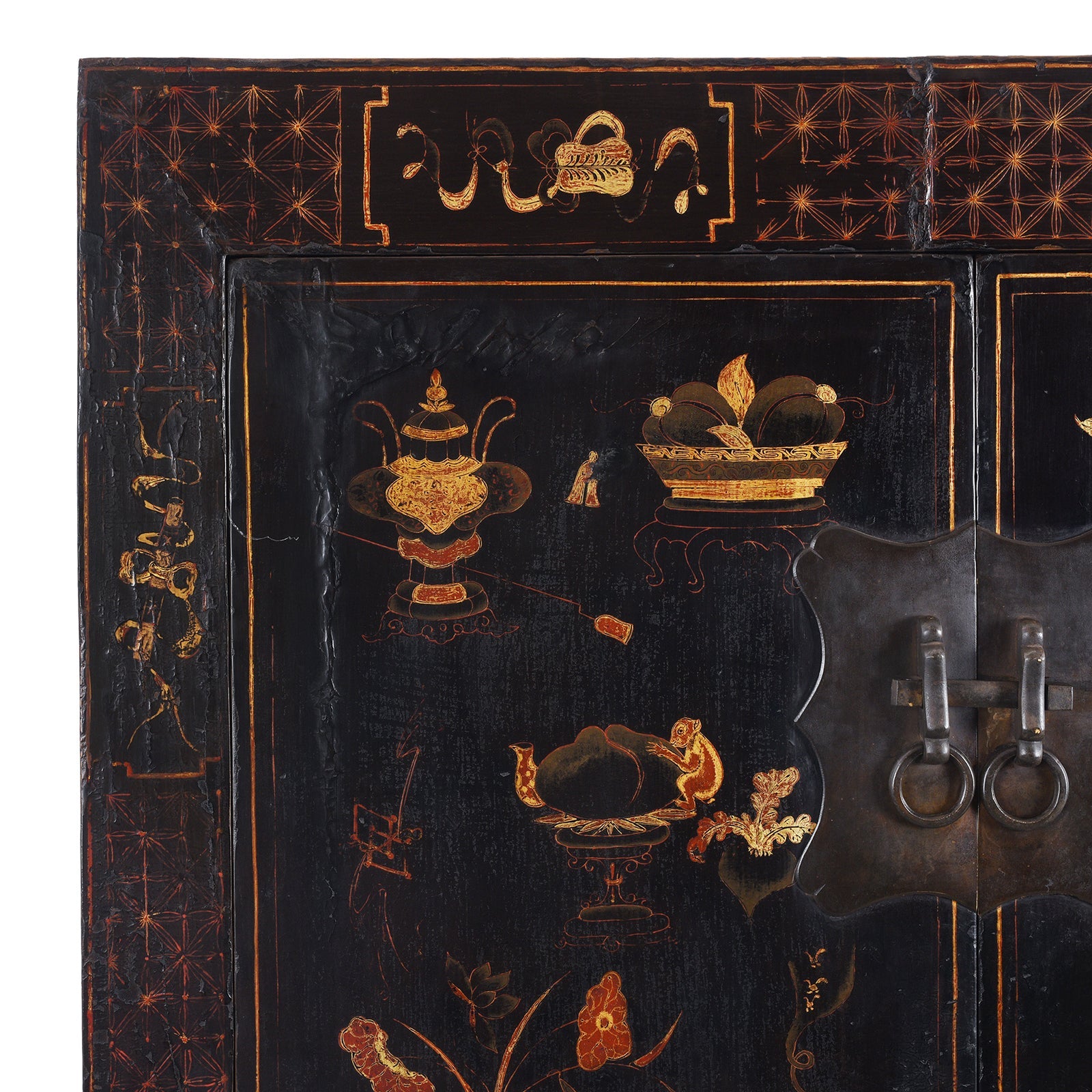 Black Lacquer Wedding Cabinet From Shanxi - 19th Century