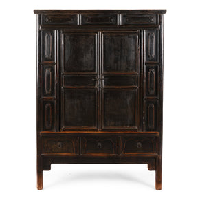 Provincial Black Lacquer Cabinet From Shanxi - 19th Century