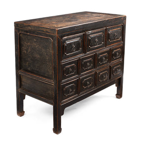 Black Lacquer Chest Of Drawers From Shanxi - 19th Century