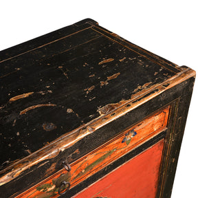 Painted Red & Black Gansu Sideboard - 19th Century