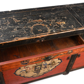 Painted Red & Black Gansu Sideboard - 19th Century