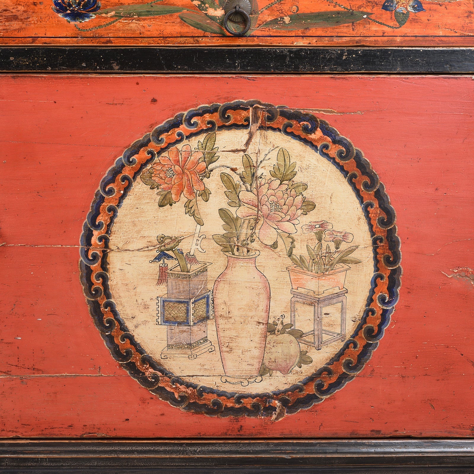 Painted Red & Black Gansu Sideboard - 19th Century