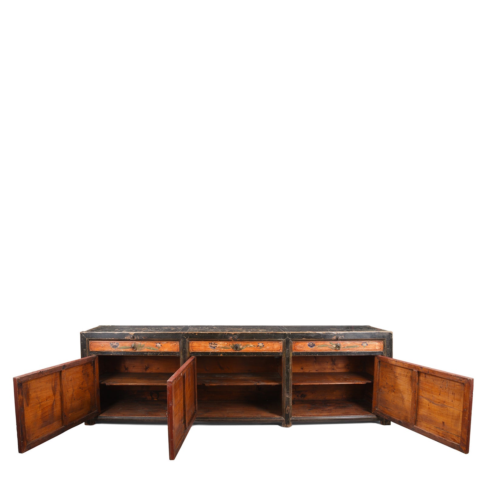 Painted Red & Black Gansu Sideboard - 19th Century