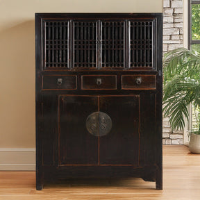 Black Lacquer Kitchen Cabinet From Tianjin - 19th Century