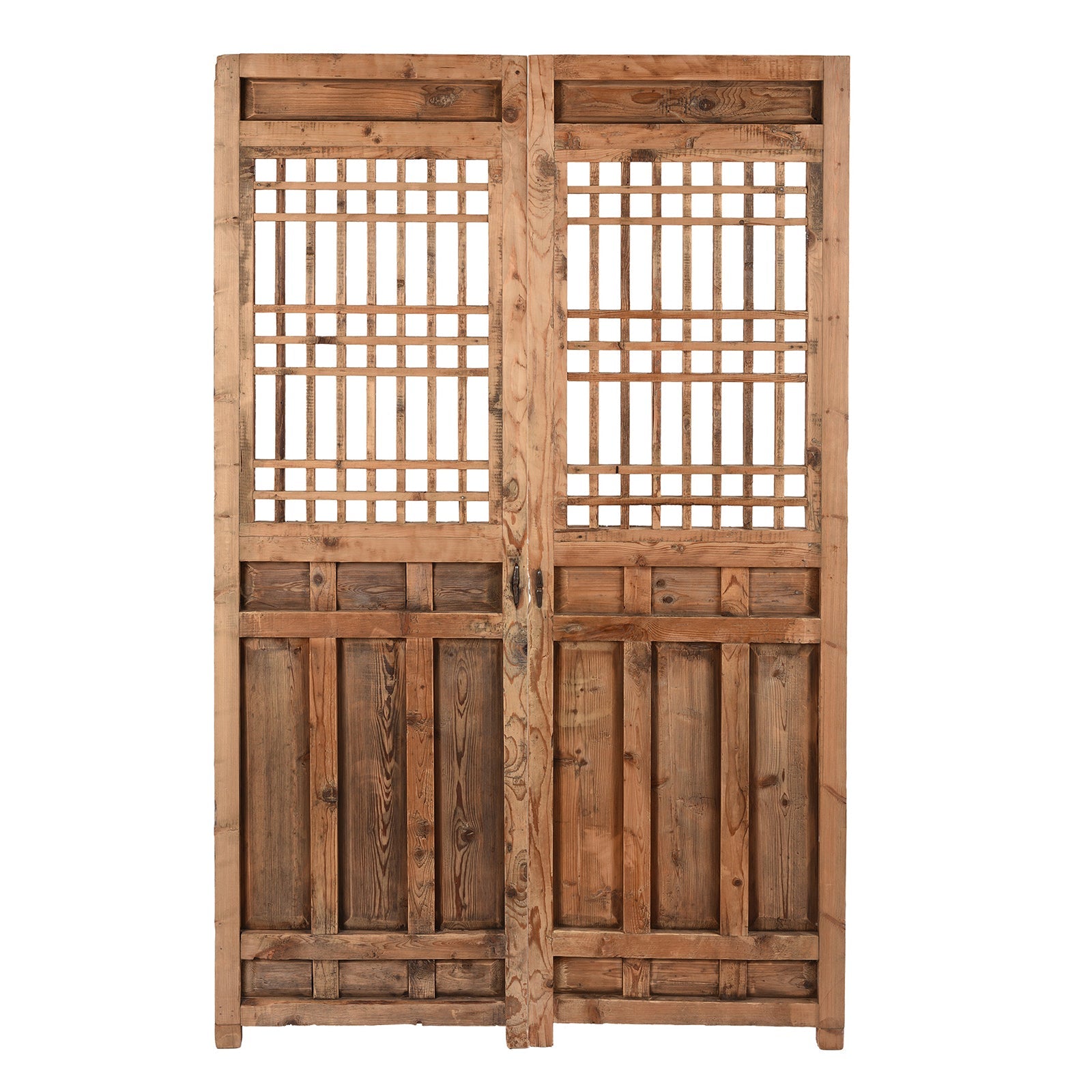 Bleached Chinese Lattice Screen From Shanxi - 19th Century