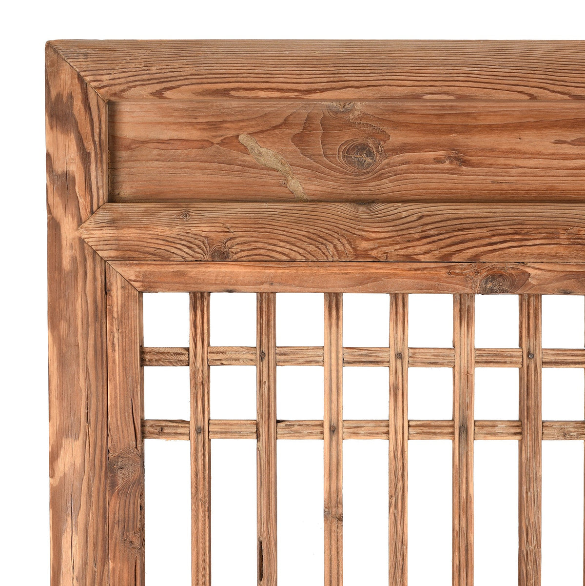 Bleached Chinese Lattice Screen From Shanxi - 19th Century