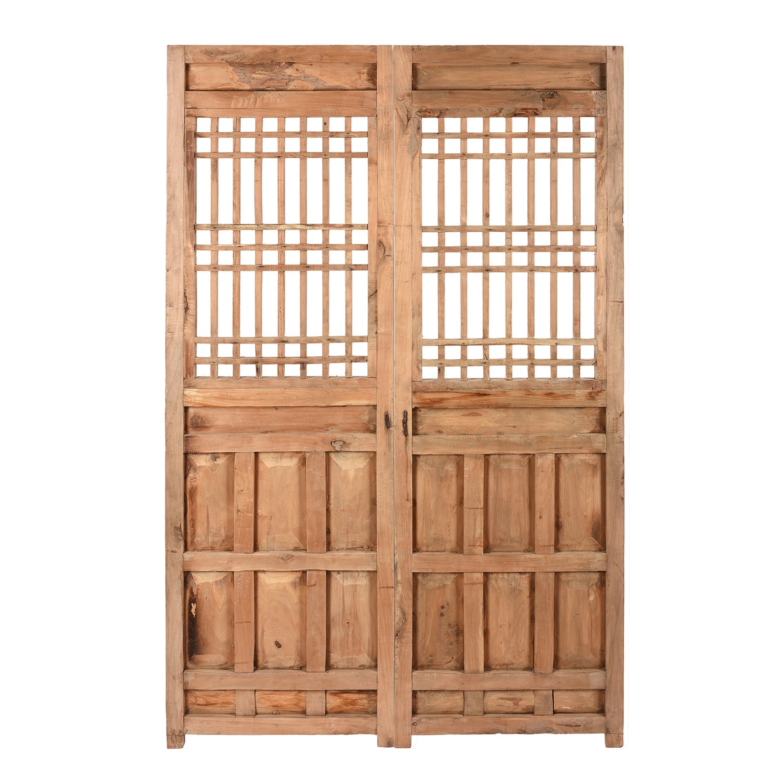 Bleached Chinese Lattice Screen From Shanxi - 19th Century