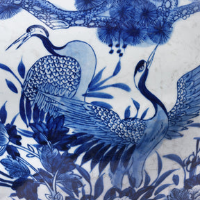 Blue & White Porcelain Temple Jar - Crane Design