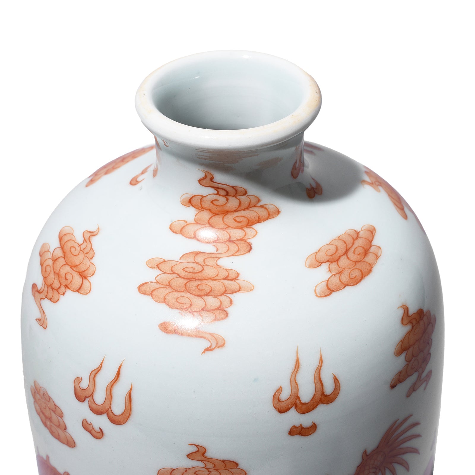 Burnt Orange Porcelain Rouleau Vase - Dragons