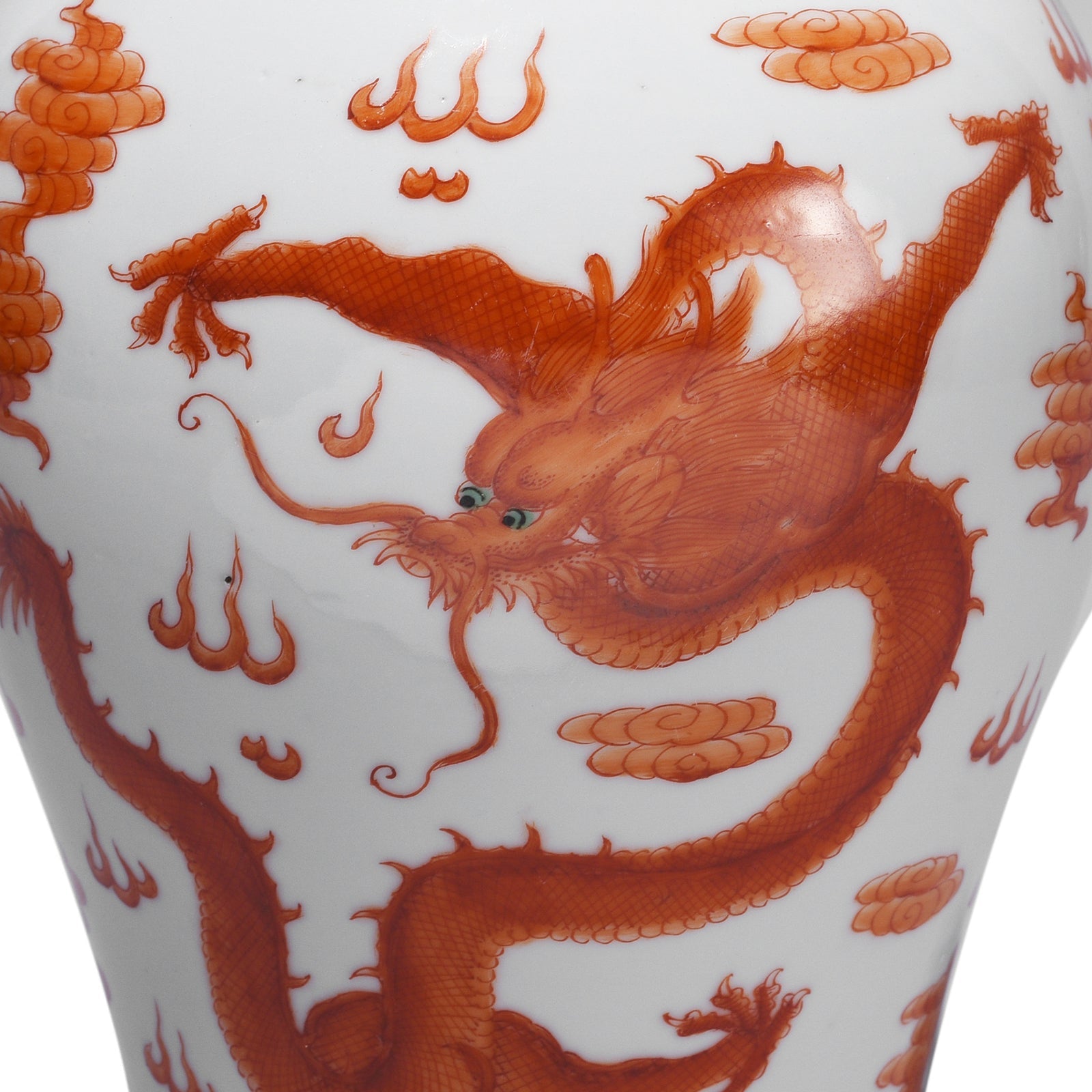 Burnt Orange Porcelain Fengweizen Vase - Dragons