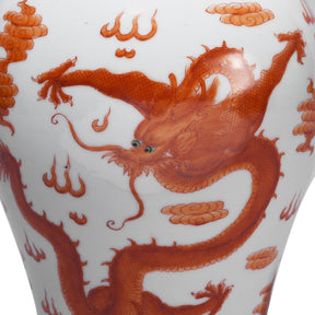 Burnt Orange Porcelain Fengweizen Vase - Dragons