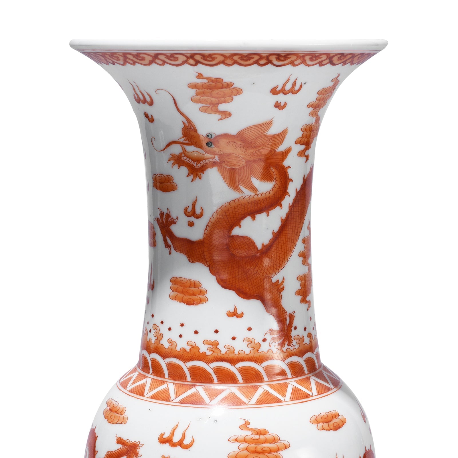 Burnt Orange Porcelain Fengweizen Vase - Dragons