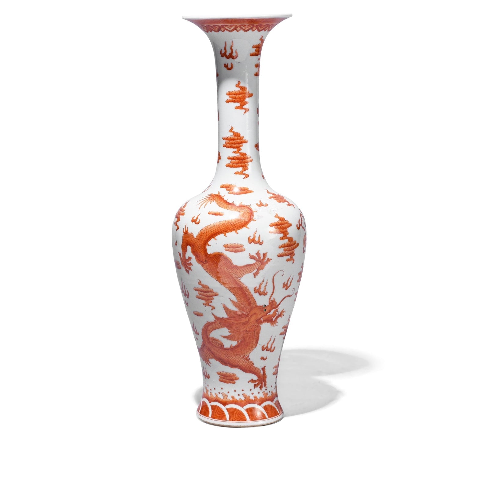 Burnt Orange Porcelain Fengweizen Vase - Dragons