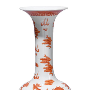 Burnt Orange Porcelain Fengweizen Vase - Dragons