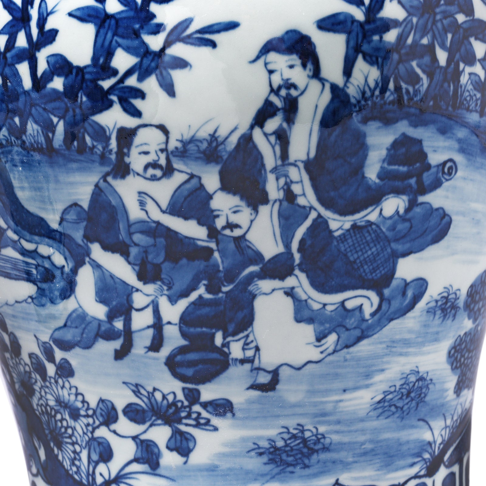 Blue & White Porcelain Temple Jar - Seven Masters
