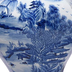 Octagonal Blue & White Porcelain Temple Jar - Khangai Mountains
