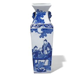 Blue & White Porcelain Squared Vase - Seven Masters