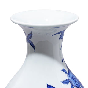 Blue & White Porcelain Fengweizun Vase - Peach Tree Design