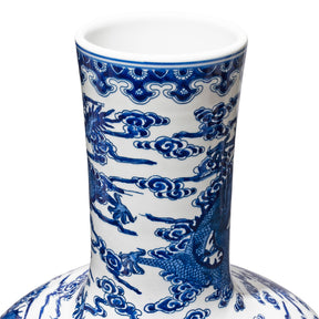 Blue & White Porcelain Tianqiuping Dragon Vase