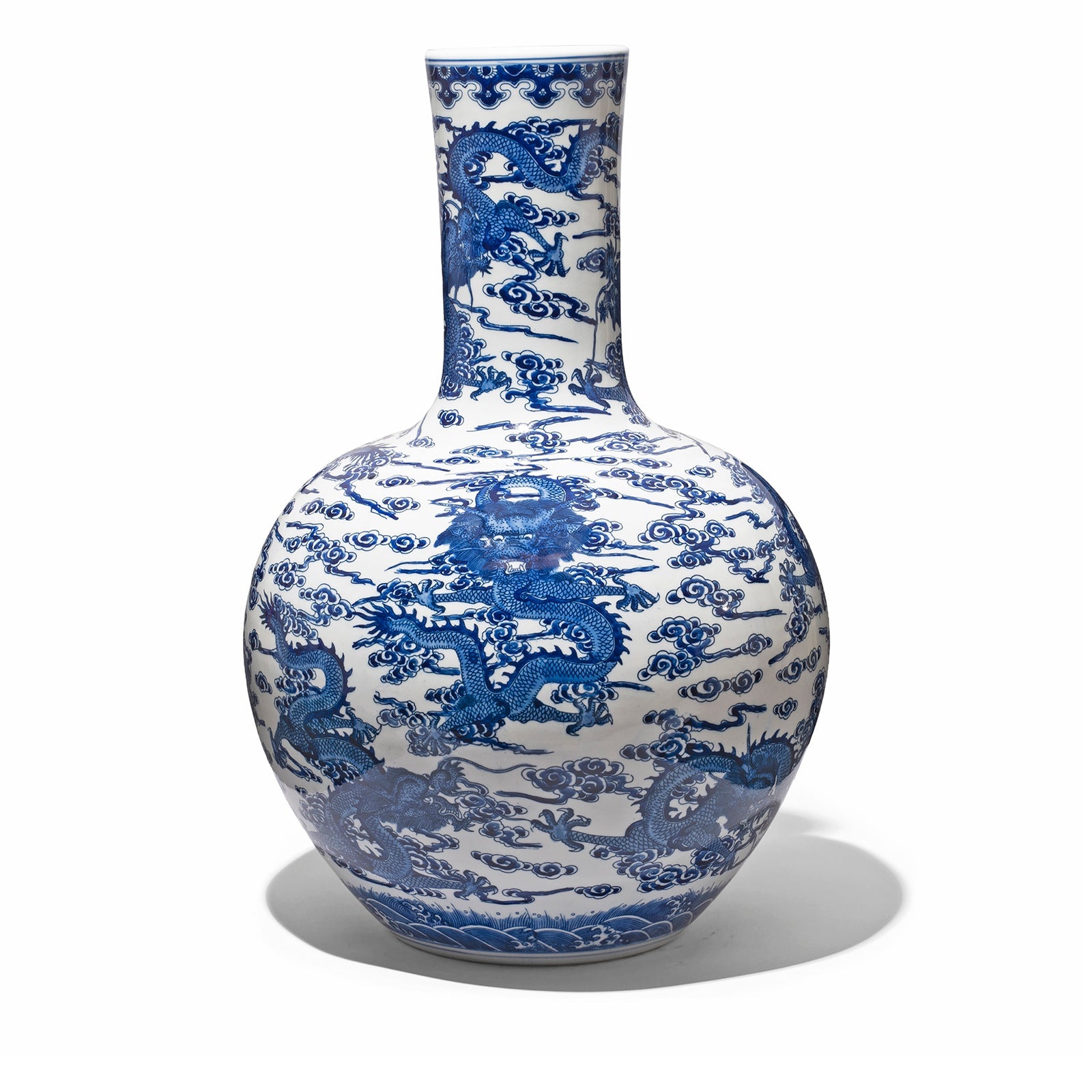 Blue & White Porcelain Tianqiuping Dragon Vase