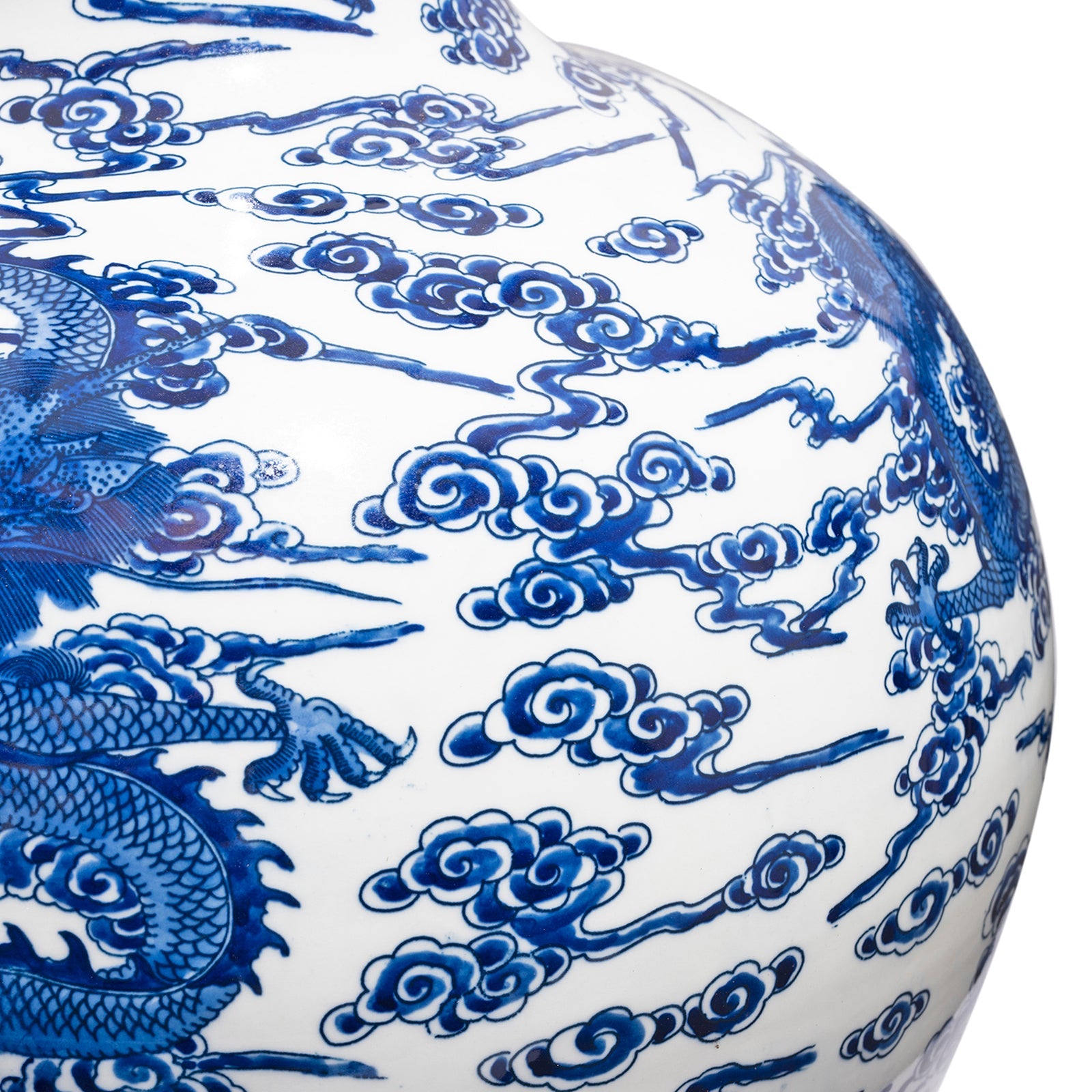 Blue & White Porcelain Tianqiuping Dragon Vase