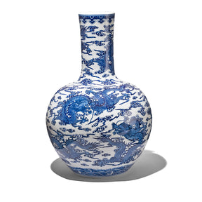 Blue & White Porcelain Tianqiuping Dragon Vase