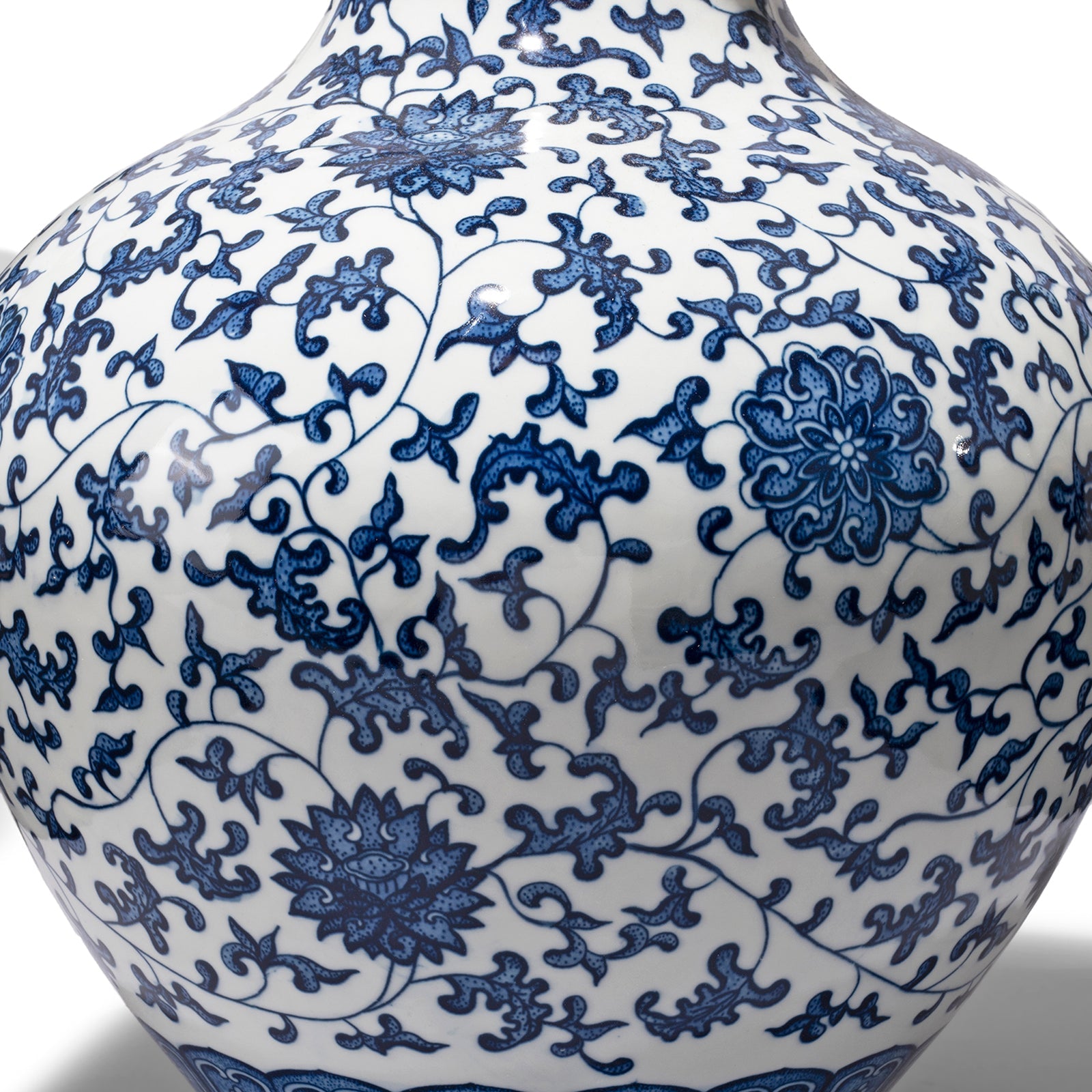 Large Blue & White Porcelain Trumpet Mouth Vase