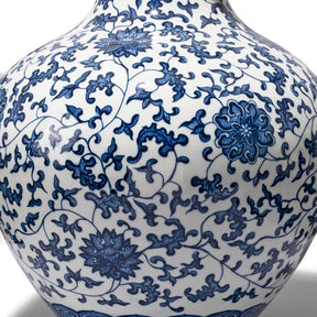 Large Blue & White Porcelain Trumpet Mouth Vase