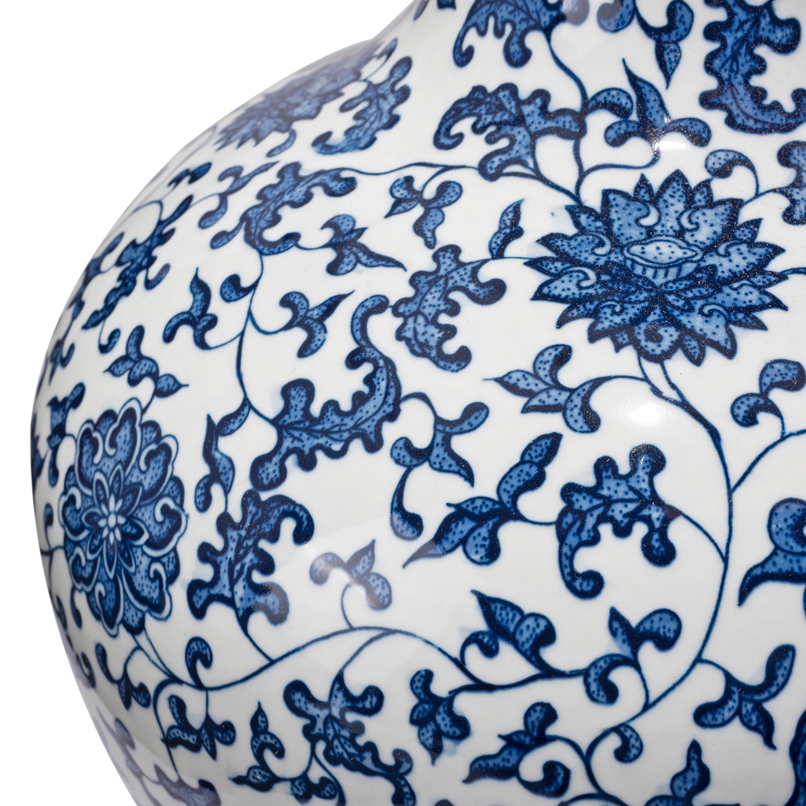 Large Blue & White Porcelain Trumpet Mouth Vase