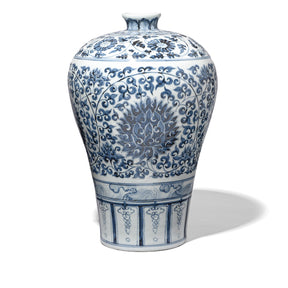 Blue & White Porcelain Meiping Vase - Chrysanthemum