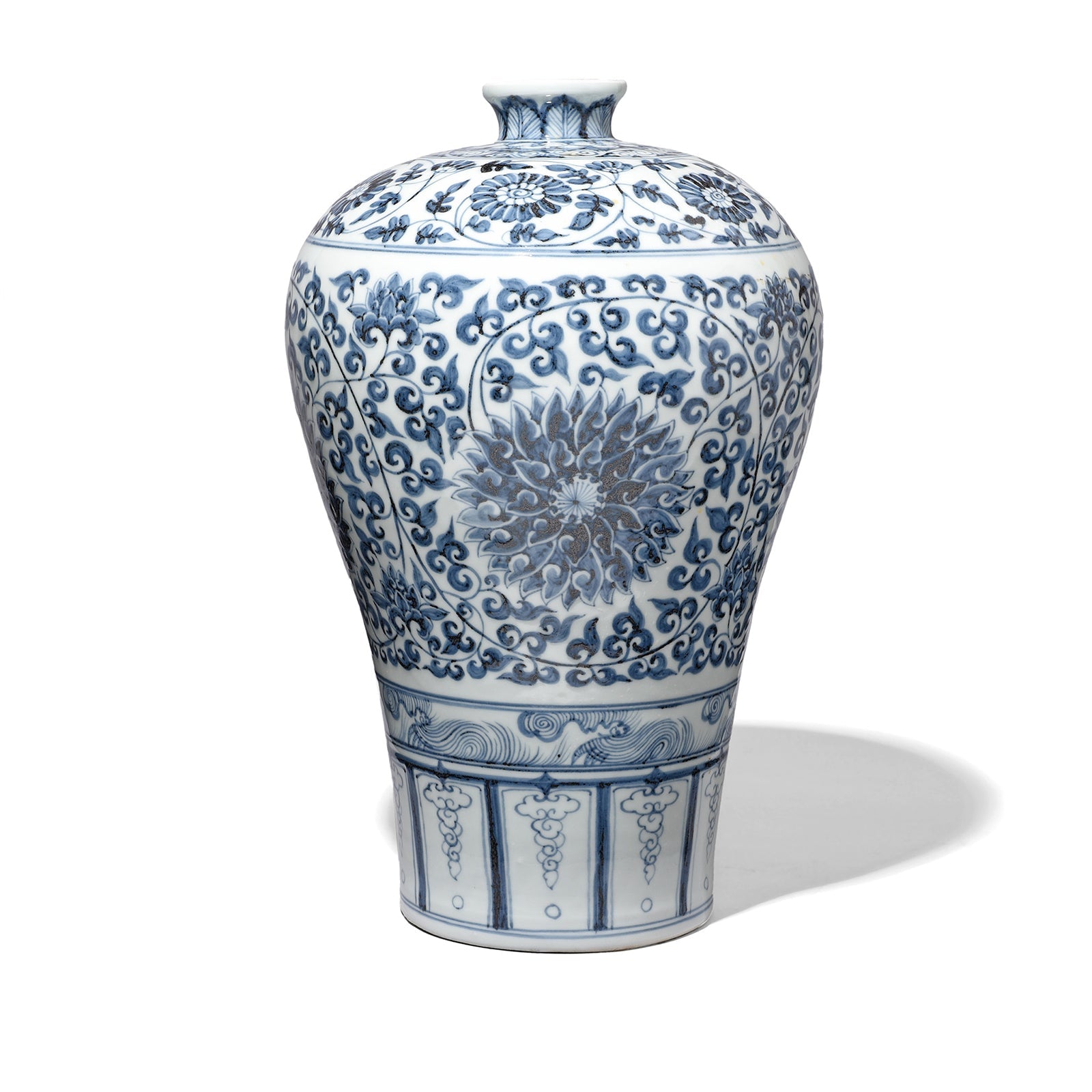 Blue & White Porcelain Meiping Vase - Chrysanthemum