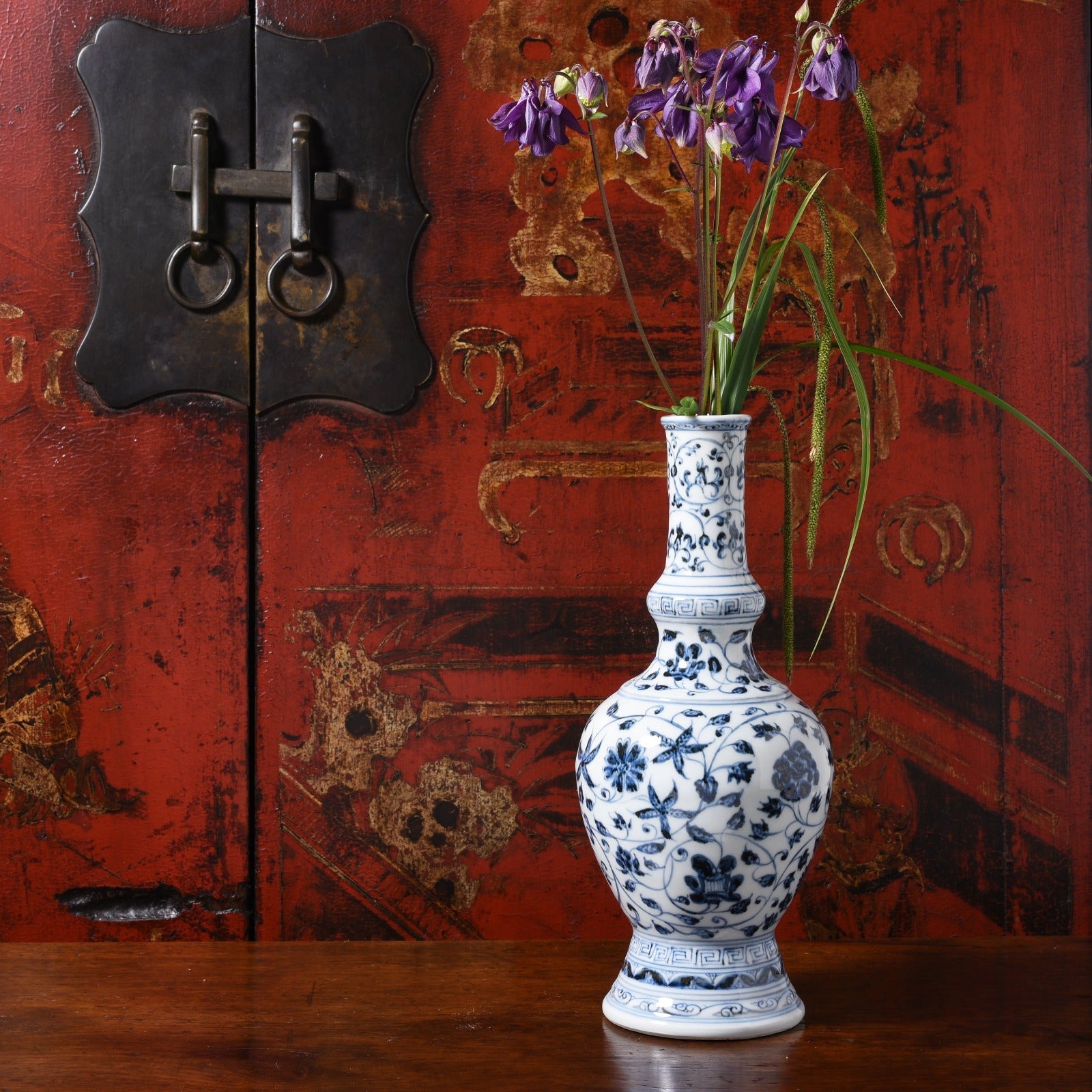 Blue & White Porcelain Holy Water Bottle - Lotus