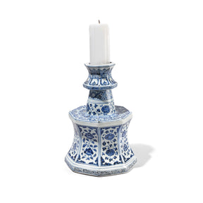 Blue & White Porcelain Octagonal Candlestick