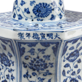 Blue & White Porcelain Octagonal Candlestick