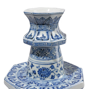 Blue & White Porcelain Octagonal Candlestick