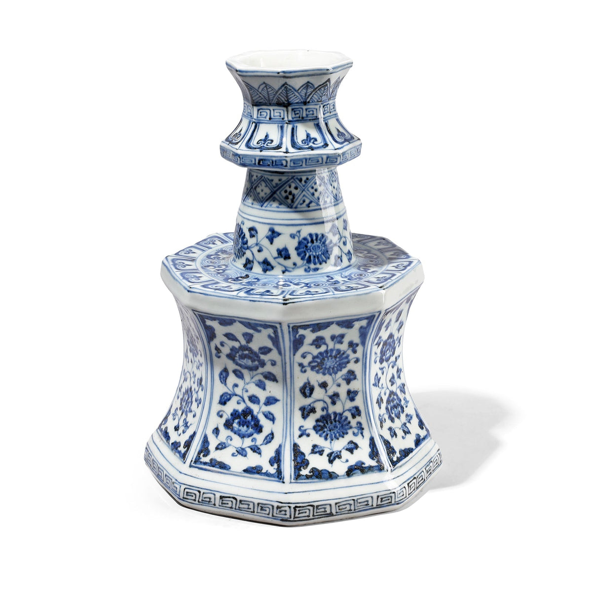 Blue & White Porcelain Octagonal Candlestick