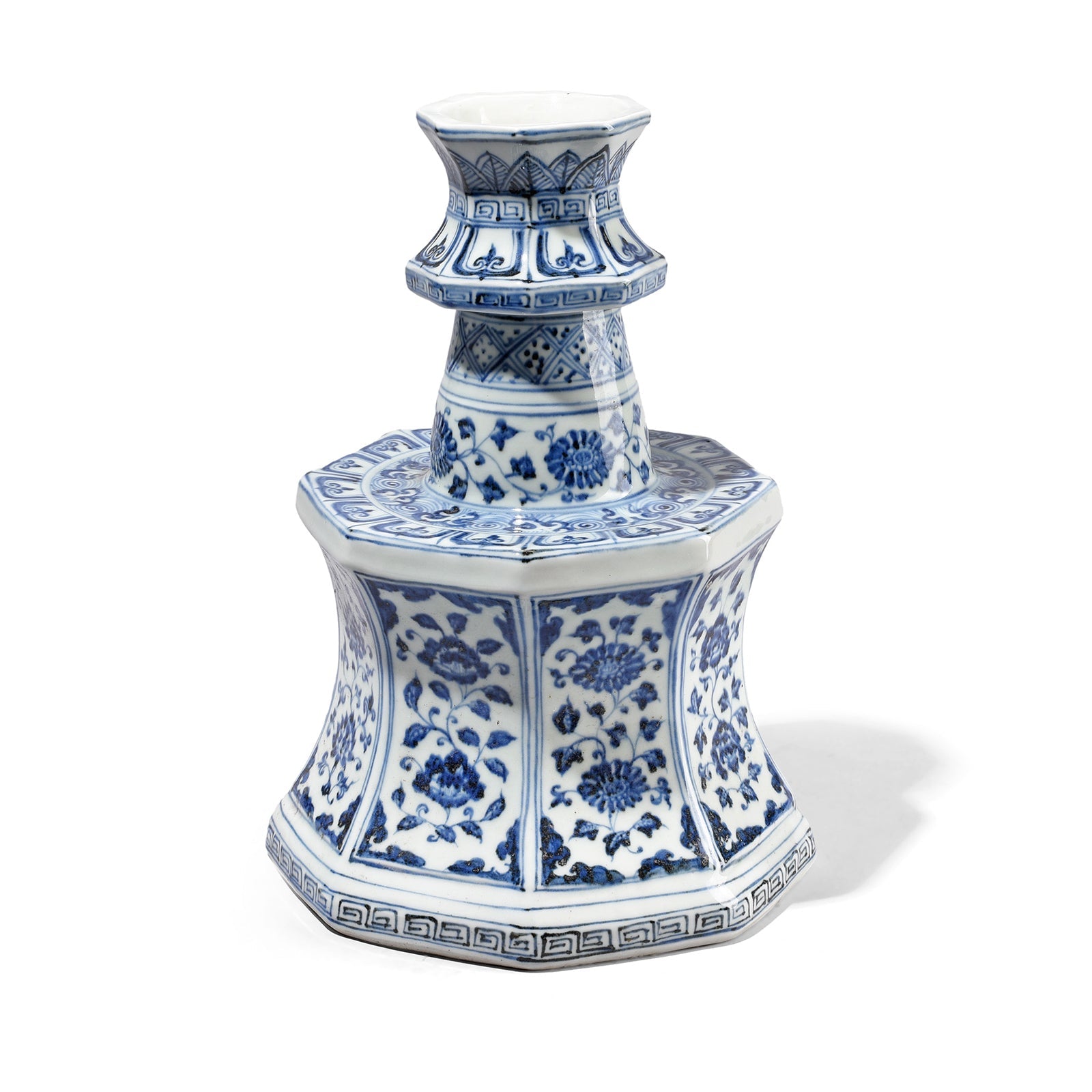 Blue & White Porcelain Octagonal Candlestick