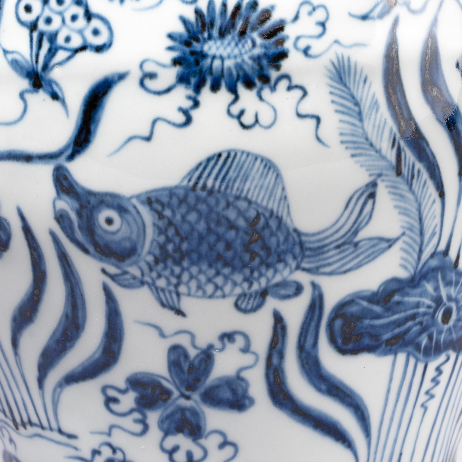 Blue & White Porcelain Meiping Vase - Xuande Fish