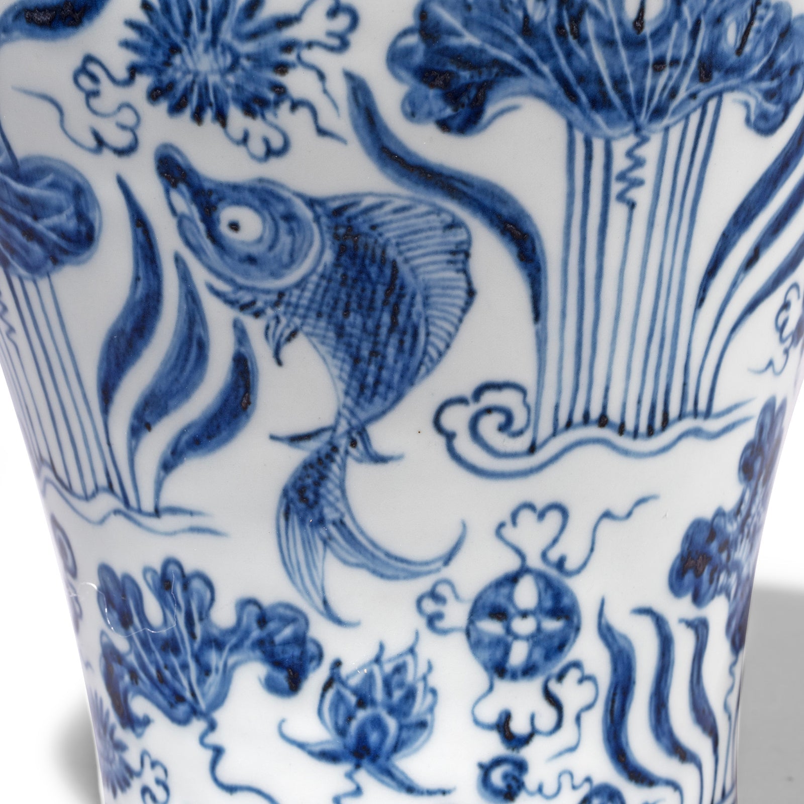 Blue & White Porcelain Meiping Vase - Xuande Fish