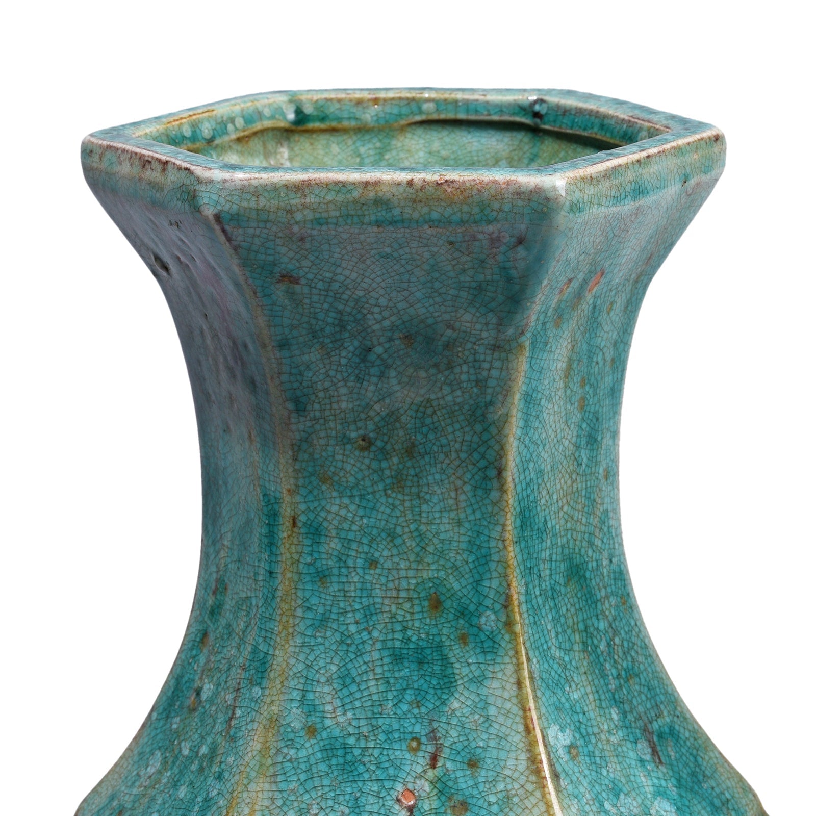 Green Copper Glazed Facetted Vase