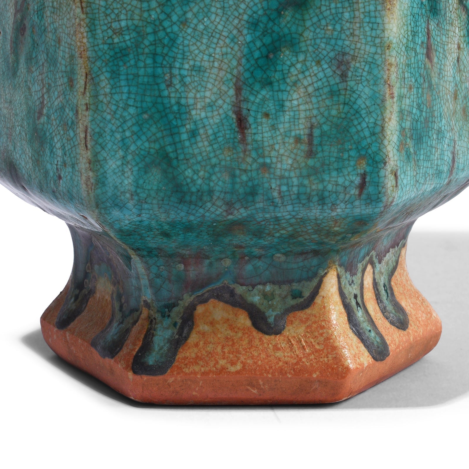 Green Copper Glazed Facetted Vase