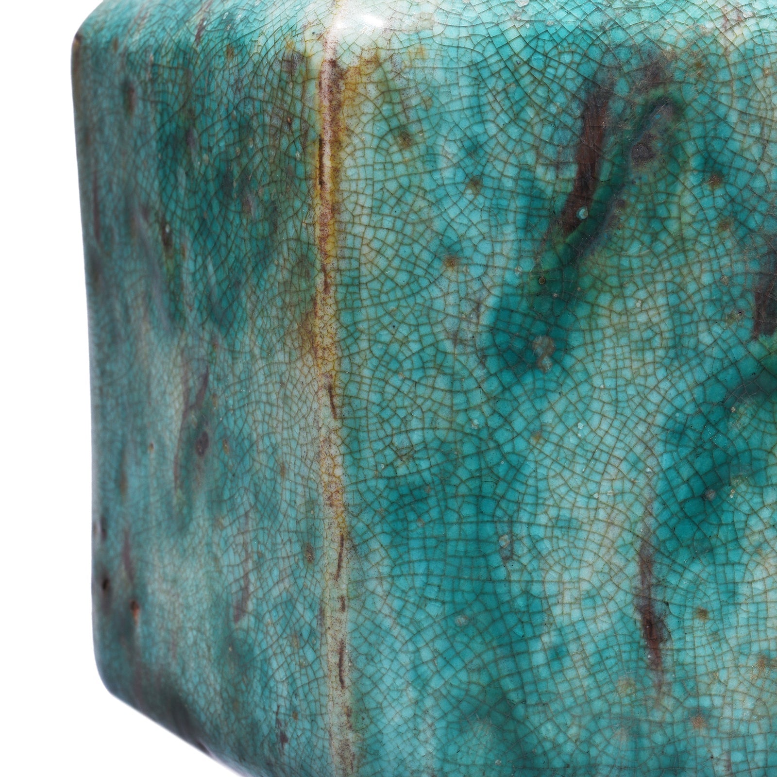 Green Copper Glazed Facetted Vase