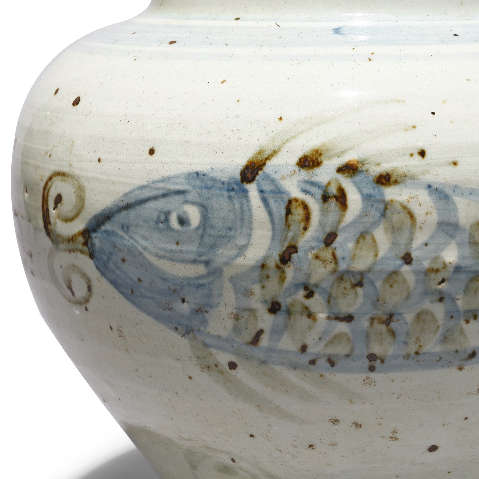 Blue & White Porcelain Fish Design Jardinière