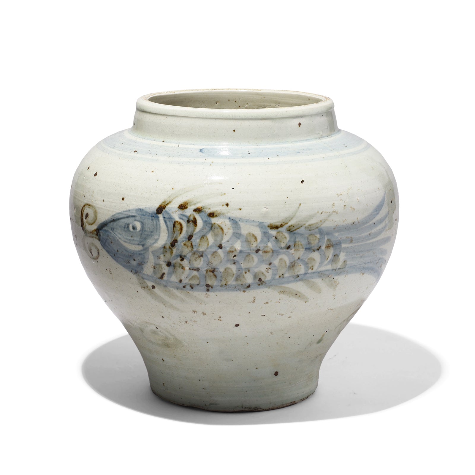 Blue & White Porcelain Fish Design Jardinière
