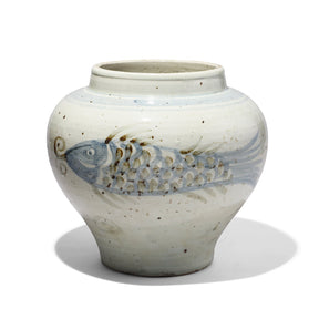 Blue & White Porcelain Fish Design Jardinière