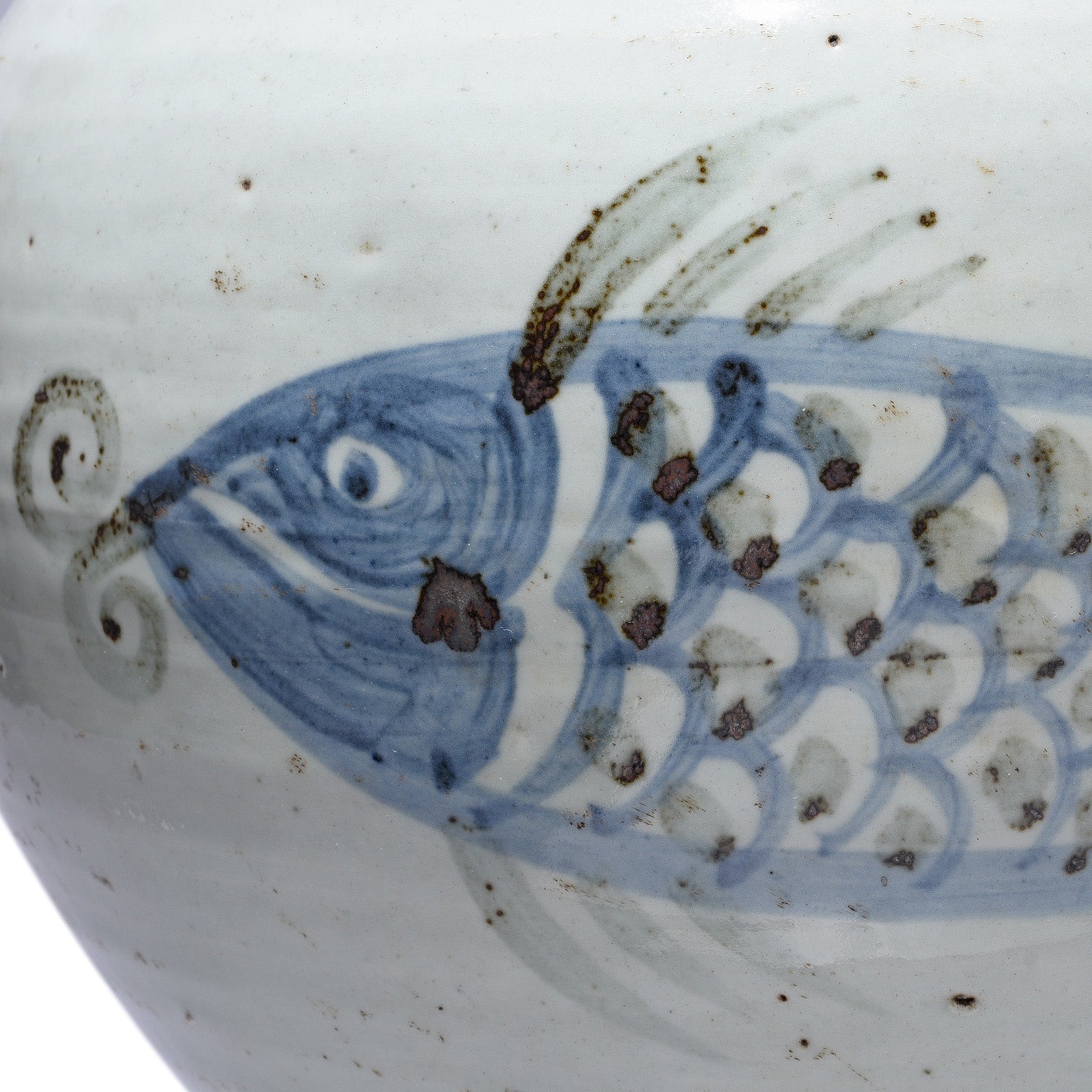 Provincial Style Blue & White Porcelain Jar - Fish Design
