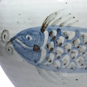 Provincial Style Blue & White Porcelain Jar - Fish Design