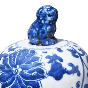 Blue & White Porcelain Temple Jar - Phoenix, Qilin & Lotus
